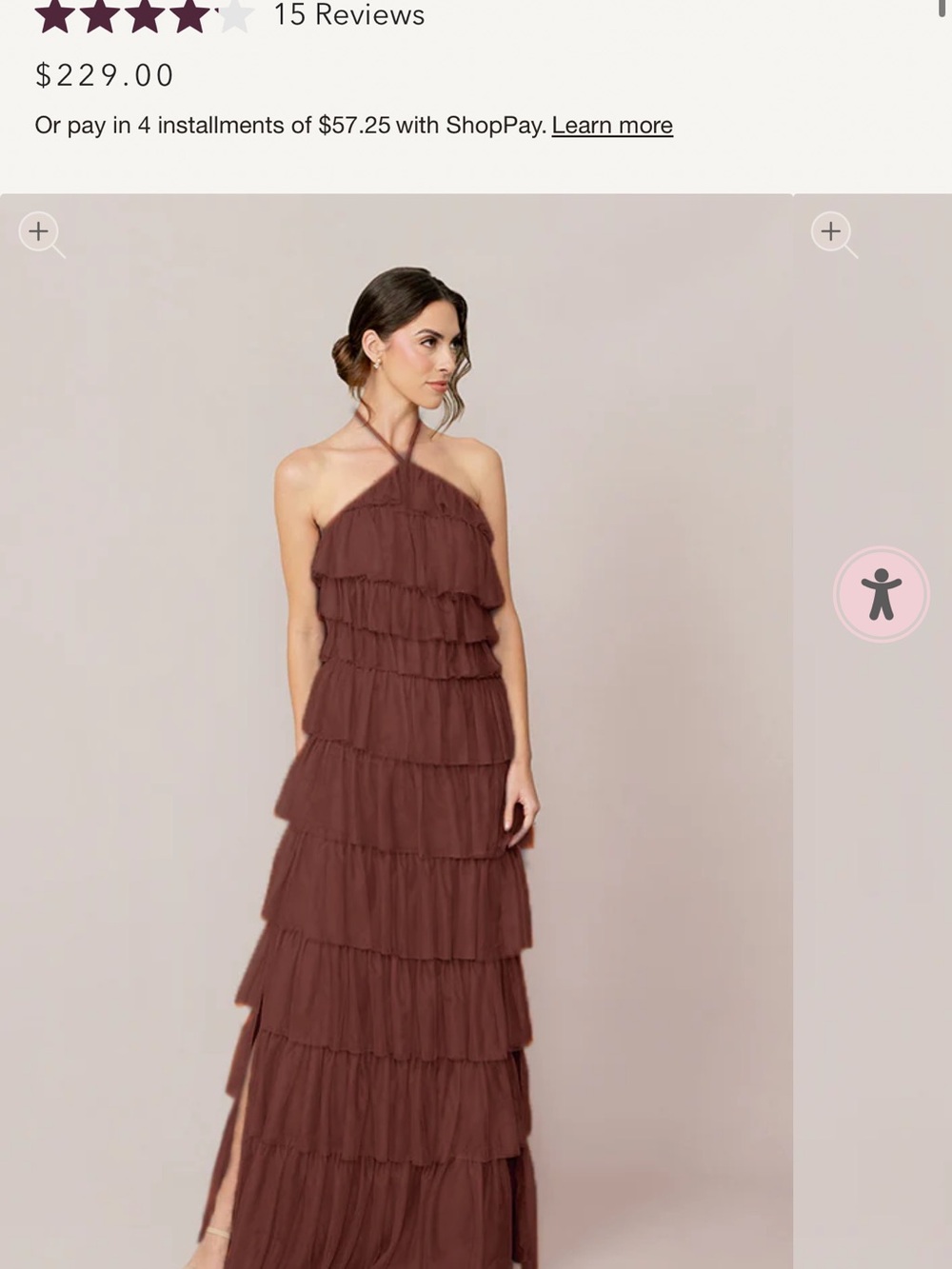Revelry Chocolate Brown Tiered Halter Maxi Dress
